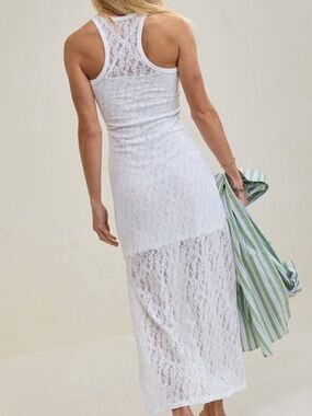 Aerie White Lace Racerback Maxi Dress